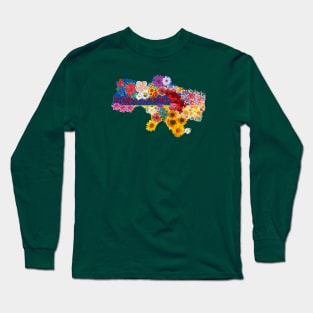 Lot of flowers on the ukrainian map Long Sleeve T-Shirt